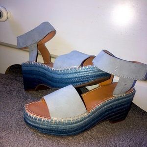Blue two toned wedges